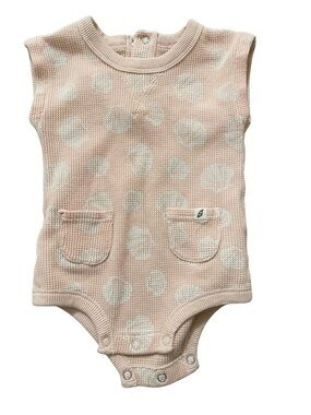 Waffle Baby Romper with White shell print - Light Peach